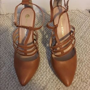 Brown strappy pumps