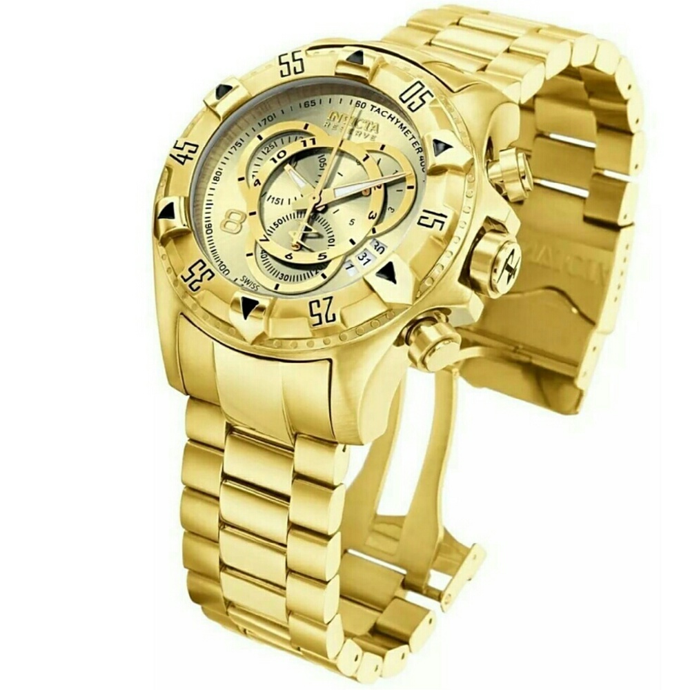 NWT $1,600 18k Gold Reserve Chronograph Men Watch - Picture 1 of 4