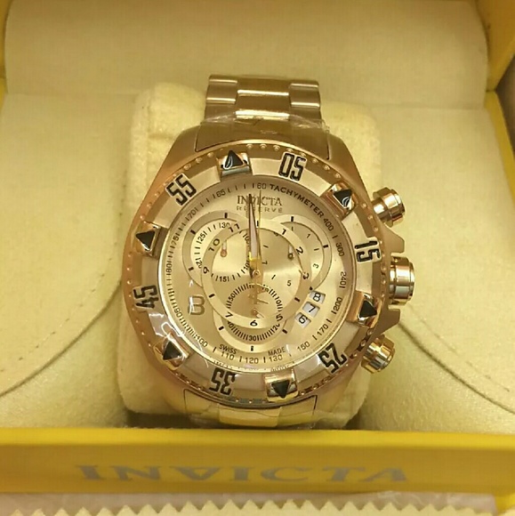 NWT $1,600 18k Gold Reserve Chronograph Men Watch - Picture 2 of 4
