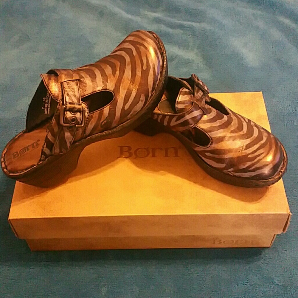 Zebra Print "BORN" Clogs