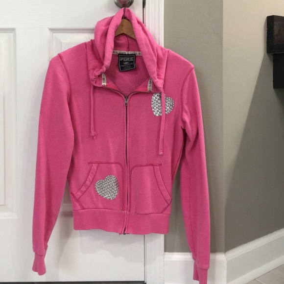 Pink victorias secret zip up hoodie - Picture 1 of 3