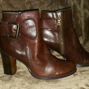 Brown leather ankle boots