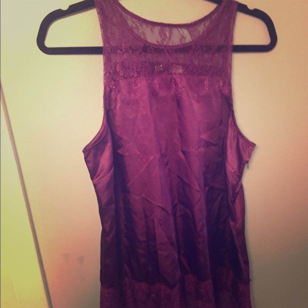 Purple silk lace blouse tank top