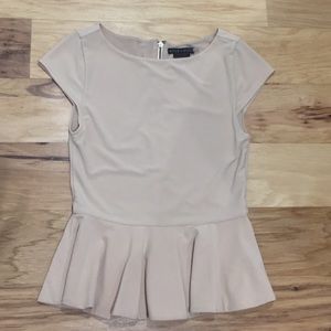 Alice+Olivia Tan Peplum Blouse