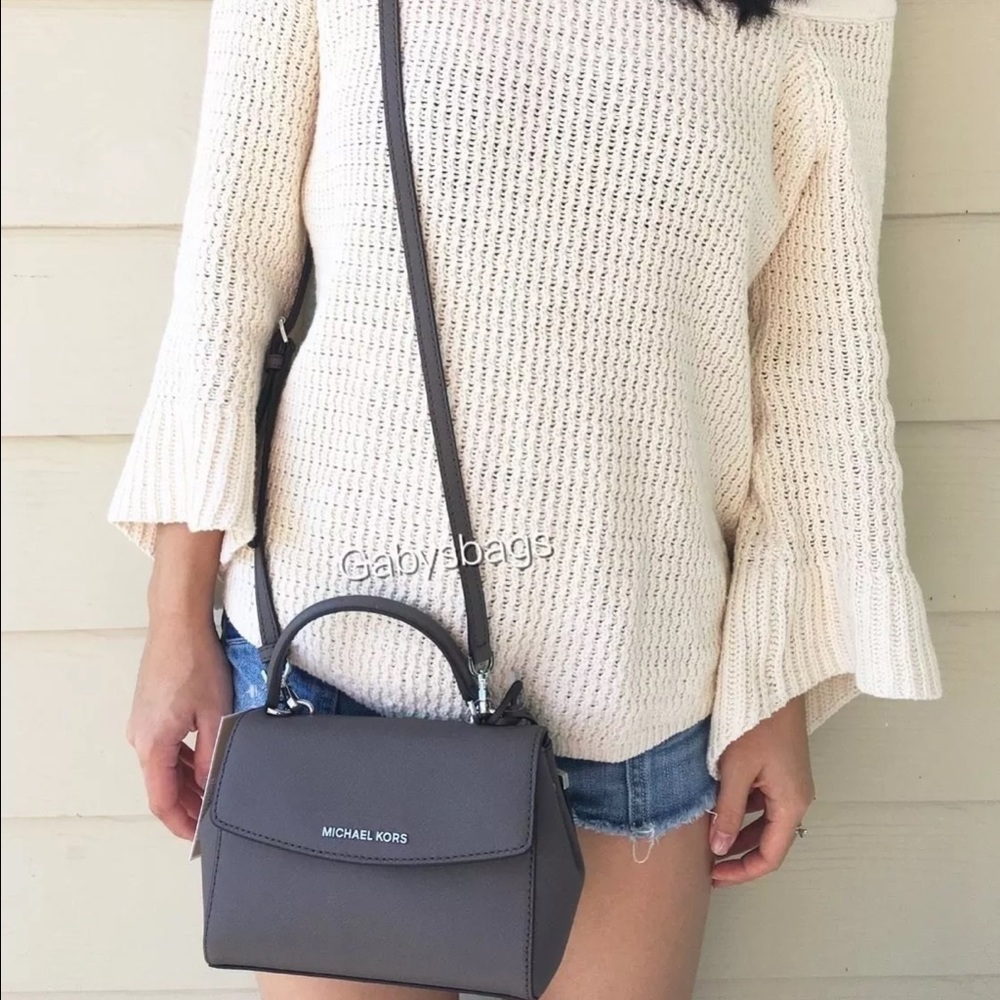 MICHAEL KORS AVA MINI SATCHEL/CROSSBODY BAG CINDER