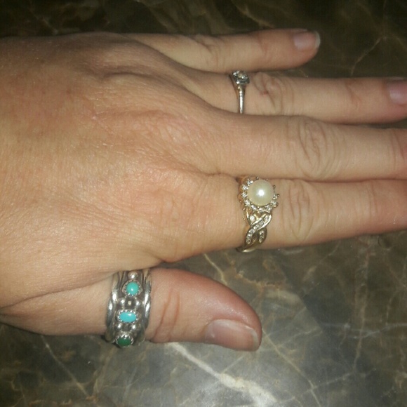 Pearl 14k solid gold diamond sz 7 ring EUC gift - Picture 5 of 8