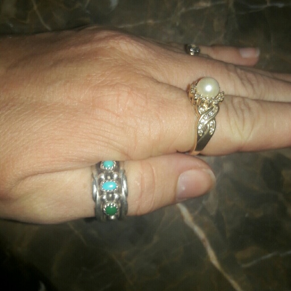 Pearl 14k solid gold diamond sz 7 ring EUC gift - Picture 7 of 8