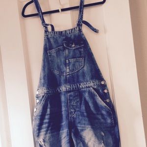 Zara Ripped Denim Overalls.