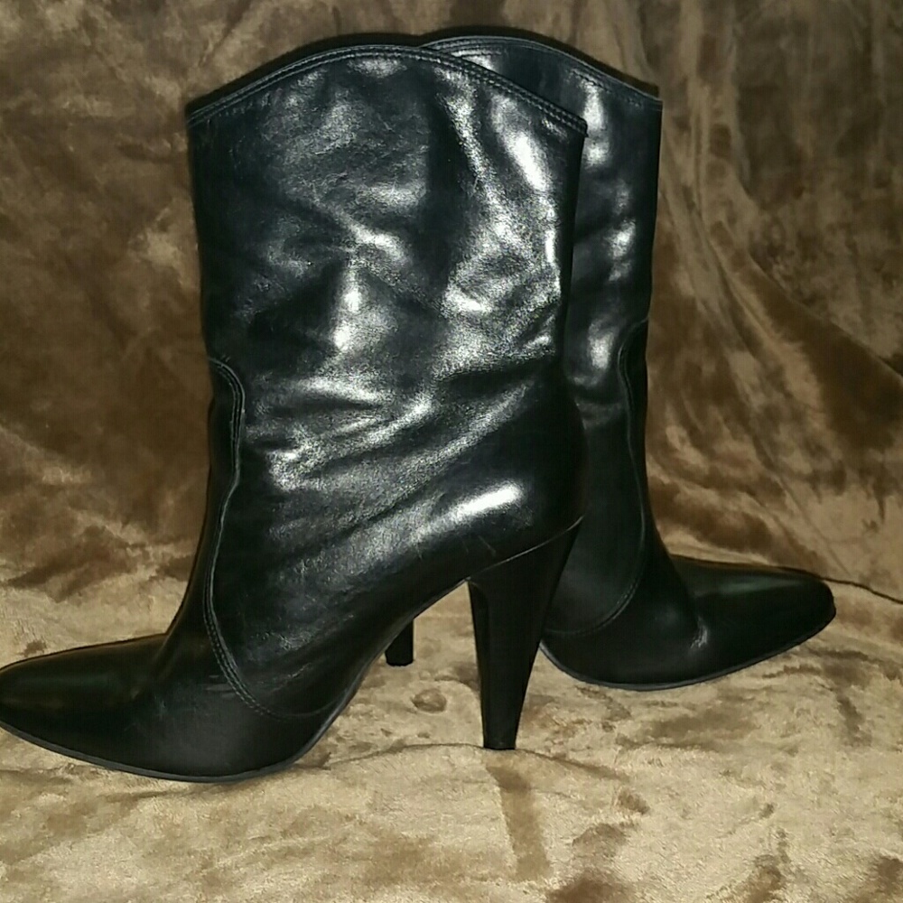 Black leather boots