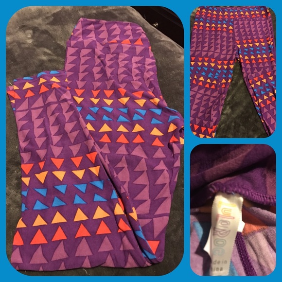 BNWT LULAROE TC PURPLE LEGGINGS w/Colored Design - Picture 1 of 4