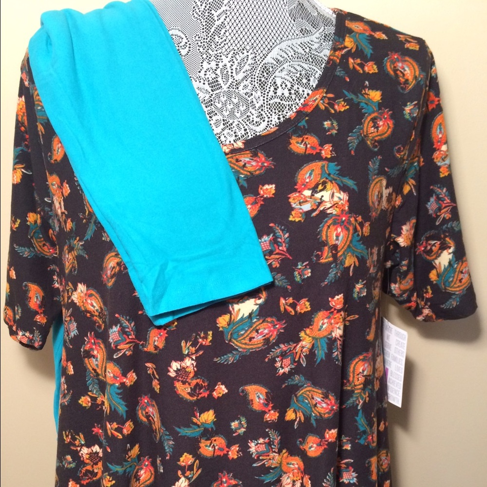 Lularoe medium paisley perfect T & os leggings nwt