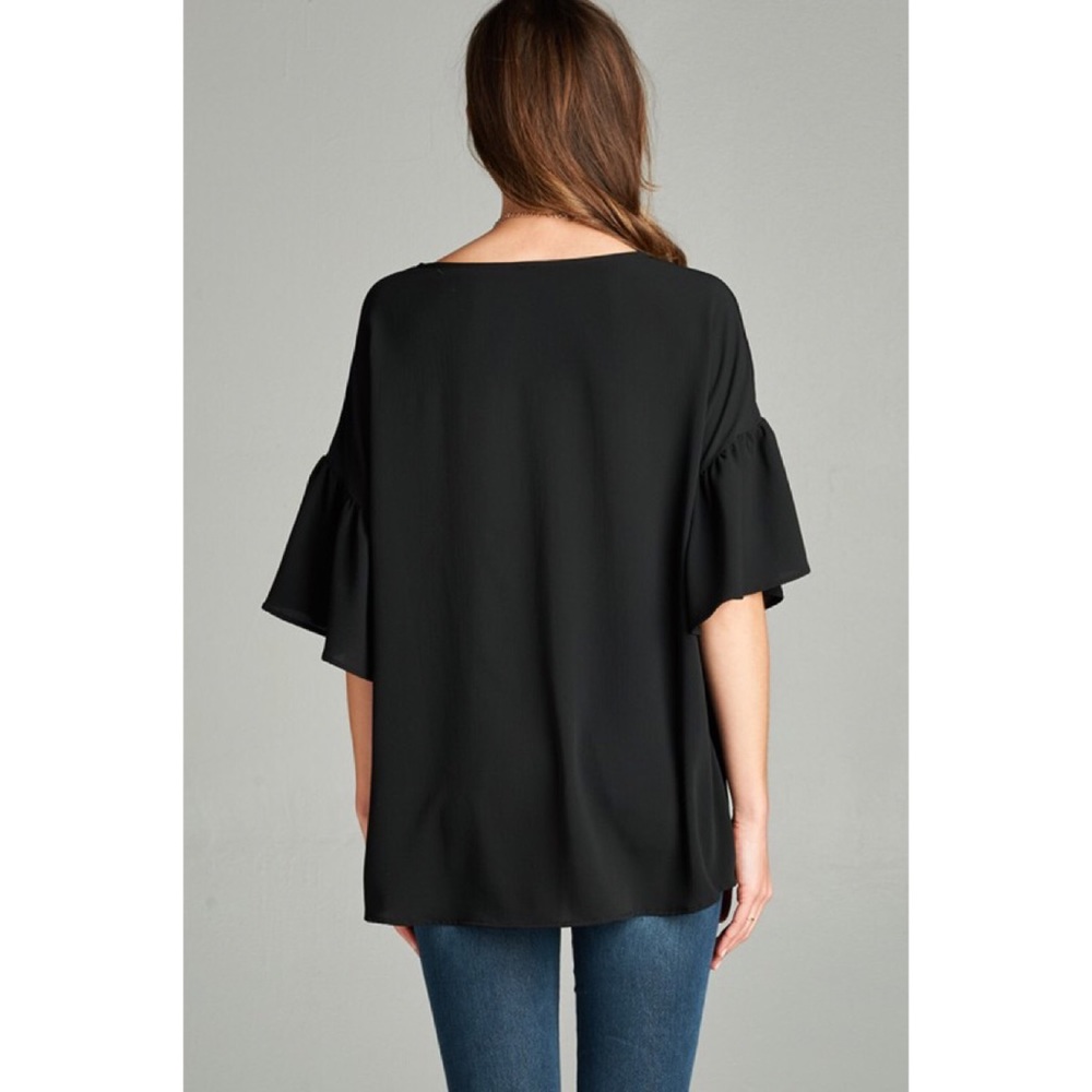 LAST ONE!  Bell Sleeve Top-BLACK - Picture 2 of 7