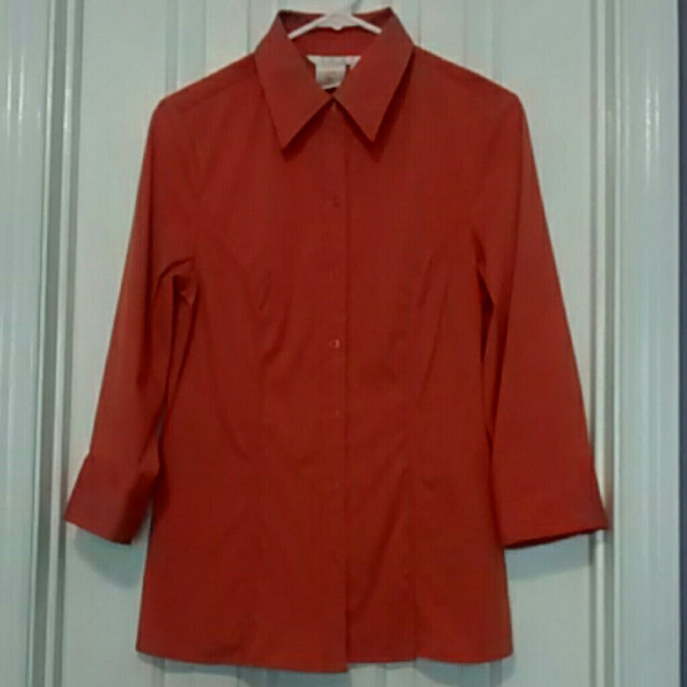 Orange Button-Down Blouse