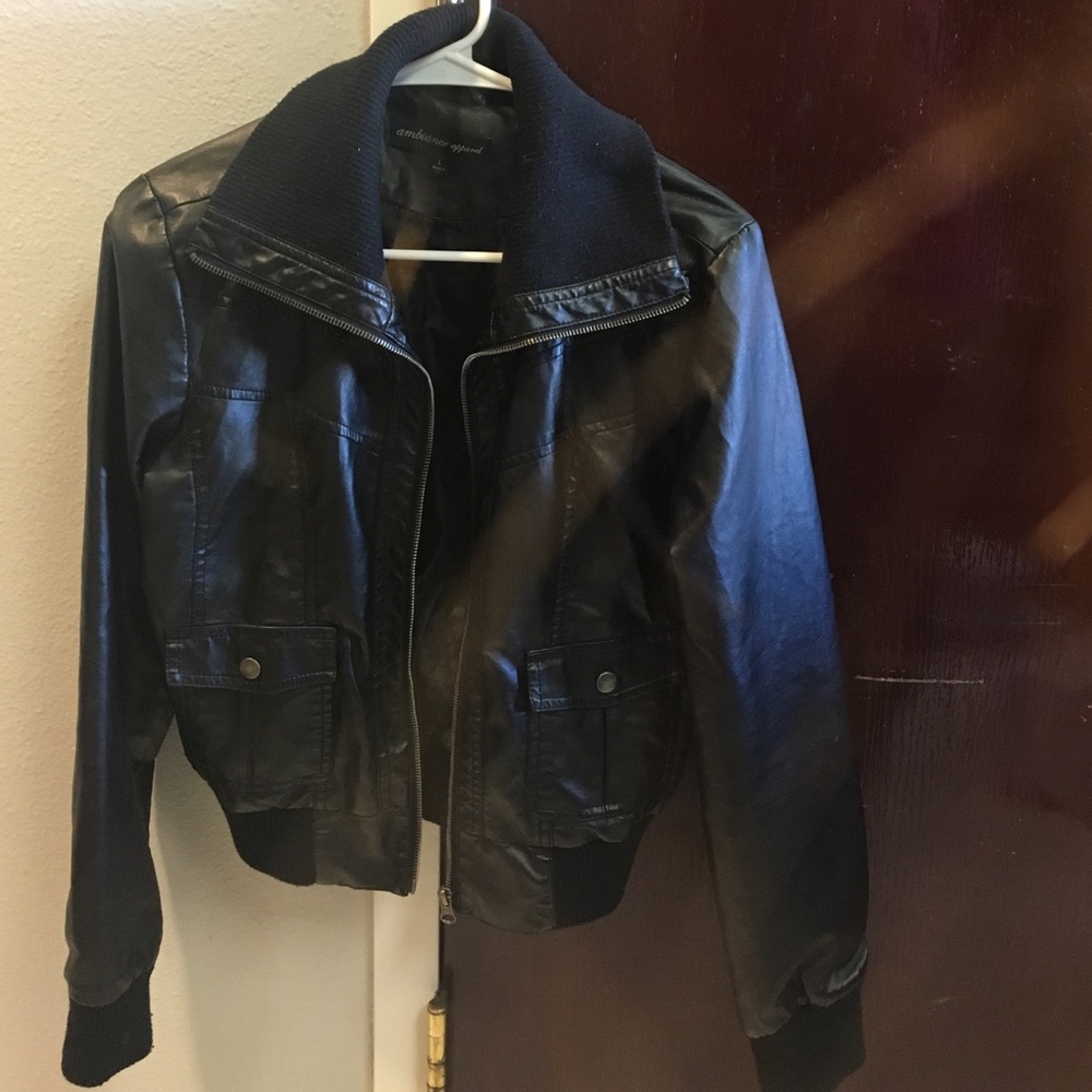 Leather bomber jacket