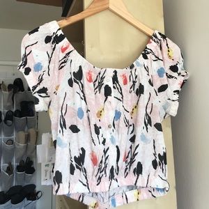 Zara trf crop off the shoulder button front top