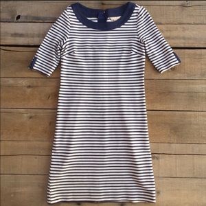 Banana Republic Size 10 White/Navy Striped Dress