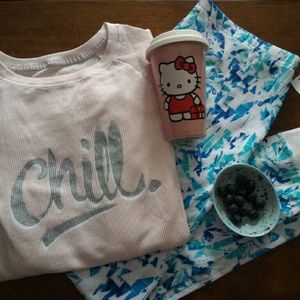 NWT  Xhilaration Long Sleeve Large Thermal PJ Set