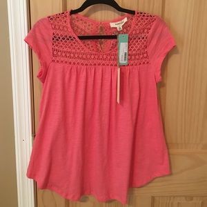 NWT Moon & Sky Rayli crochet detail knit top