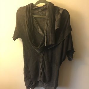 Asymmetrical All Saints Cardigan w Attached Scarf