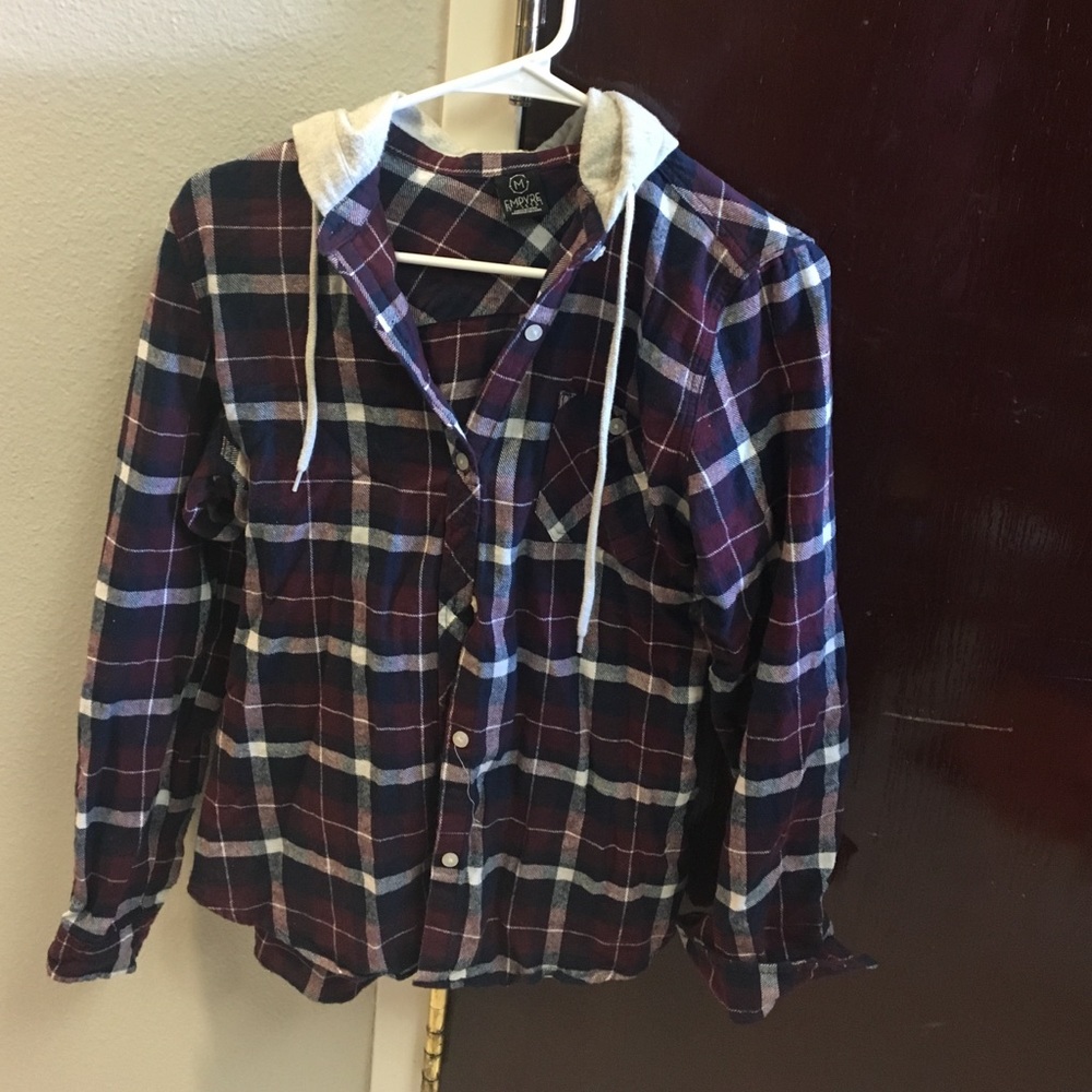 Never worn! Flannel shirt with hood