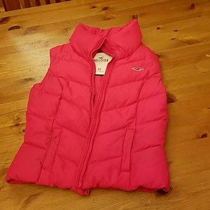 Hot pink puffer vest by hollister