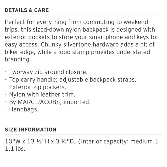 Marc by Marc Jacobs Mini Biker Nylon Backpack