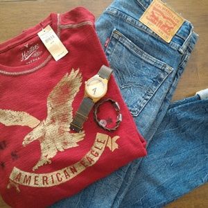 NWT American Eagle Heritage Brick Red Thermal
