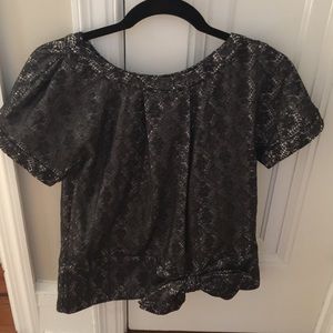 Marc Jacobs black lace top with nude lining.