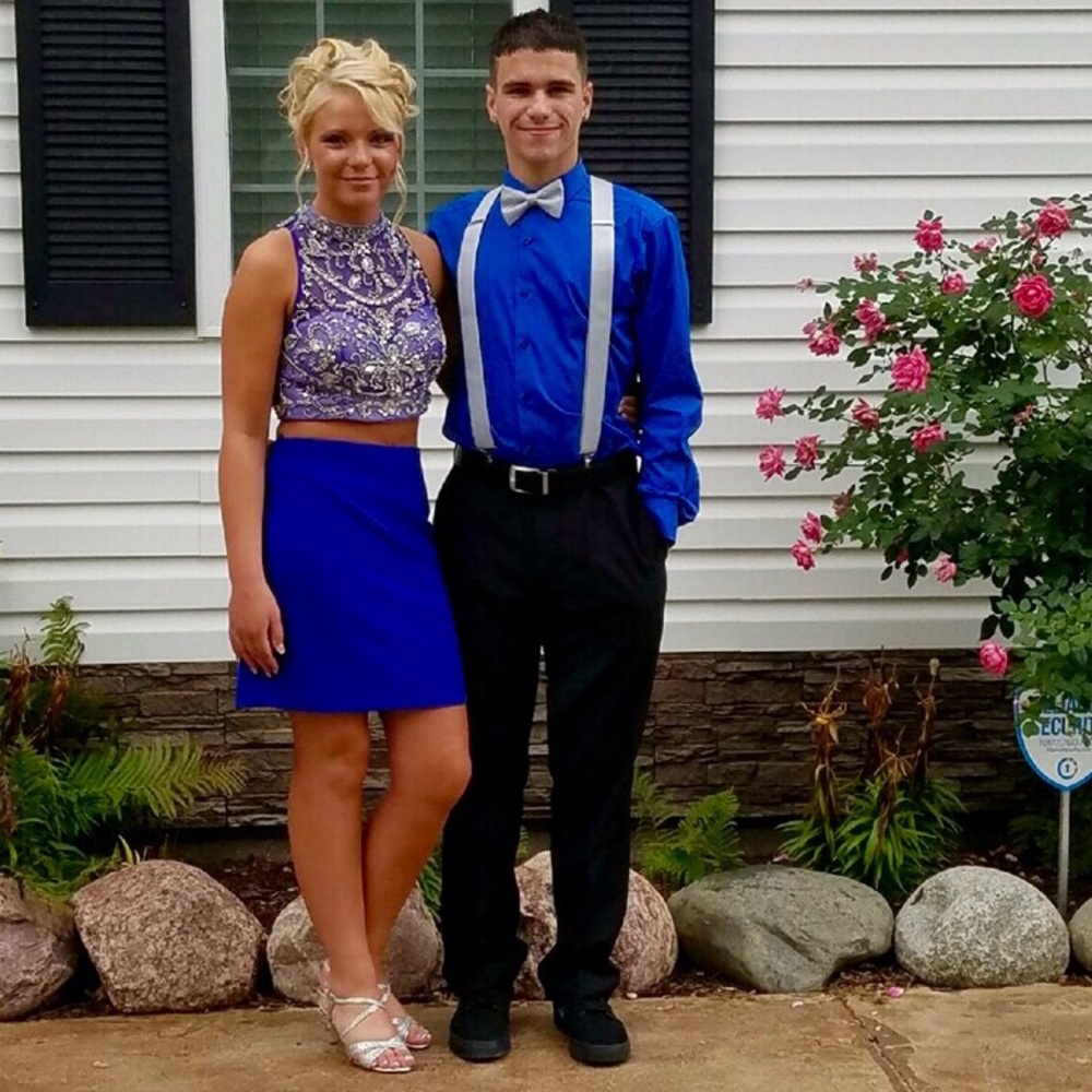 Royal blue elegant bling homecoming dress