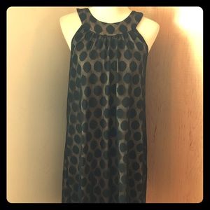 Black dot mesh trapeze dress