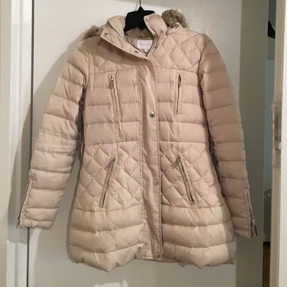 Coat with fur hood