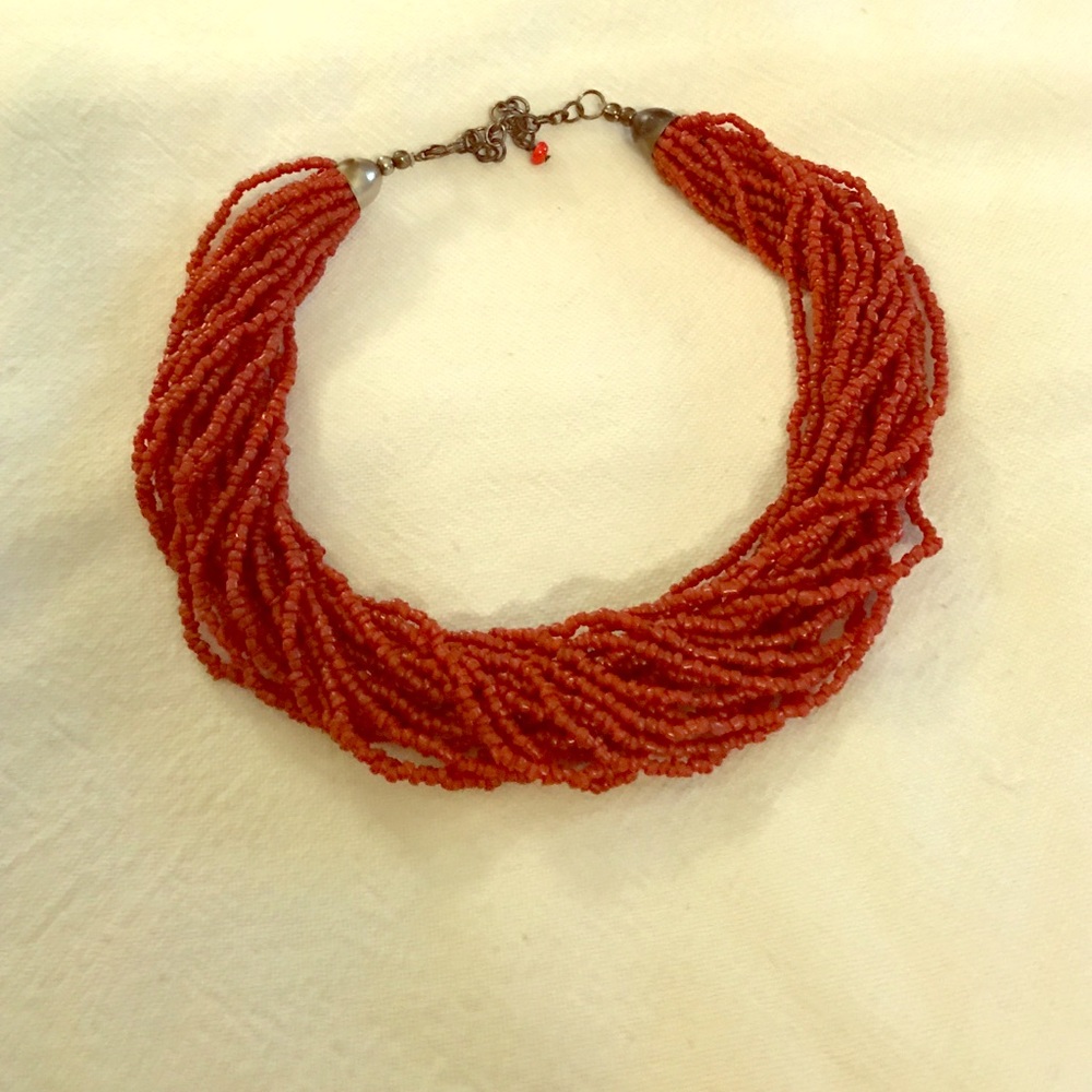 Beaded choker length necklace