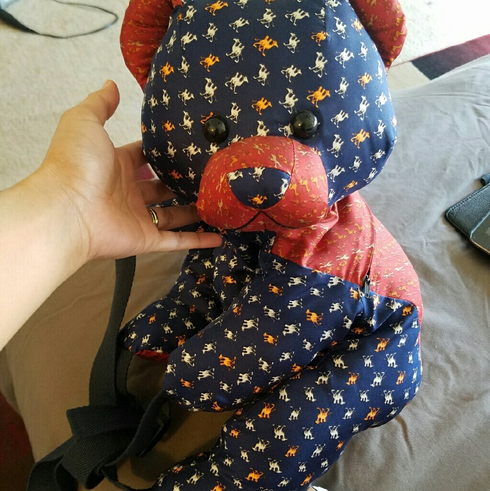 Salvatore Ferragamo Silk Teddy Bear Backpack