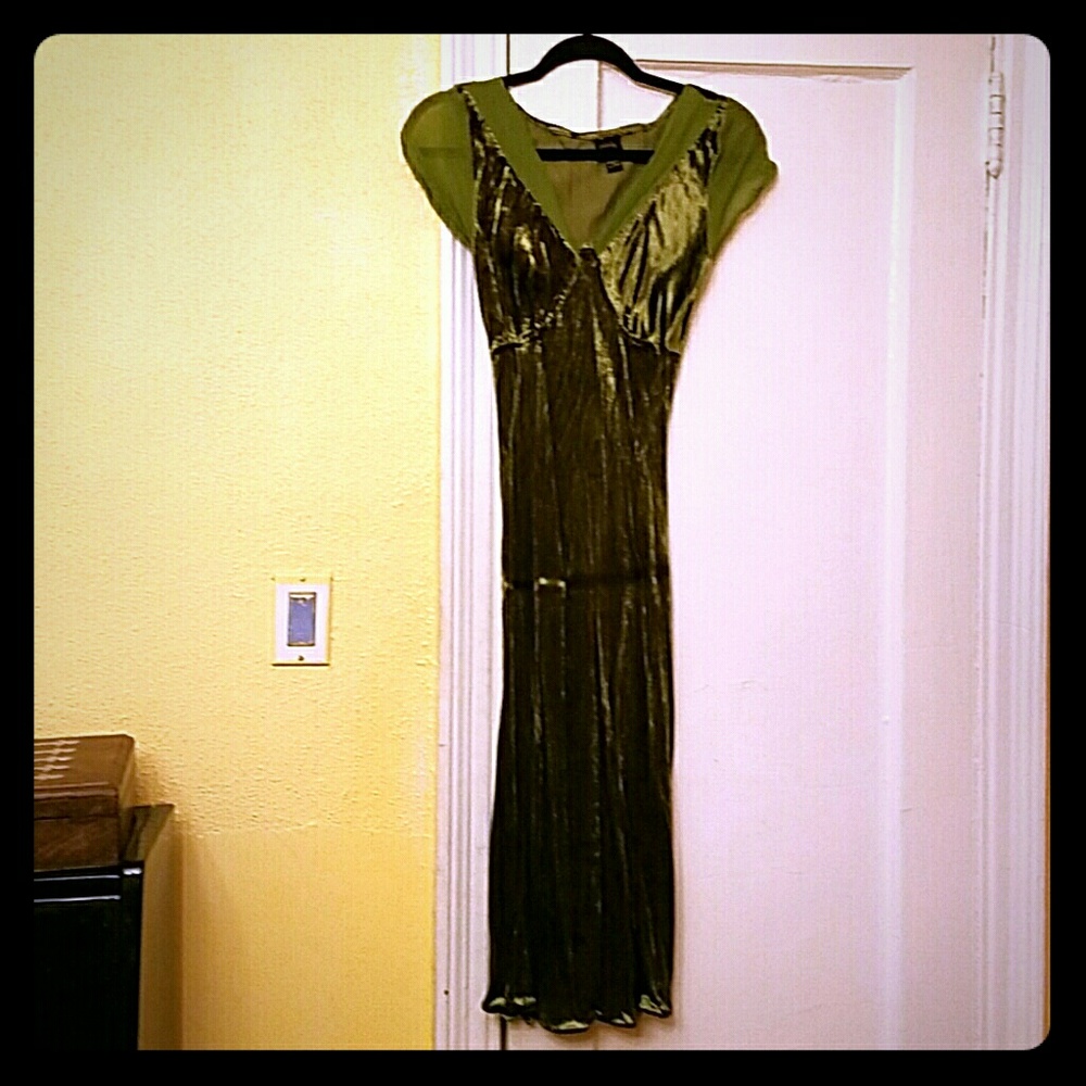 Moss green velvet bohemian dress