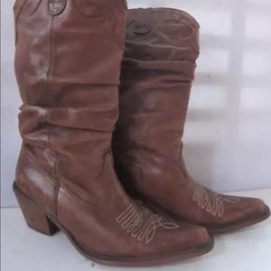 Steve Madden Slouch Western Cowboy Leather Boots