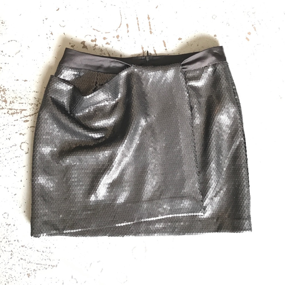 Matte black sequin mini skirt