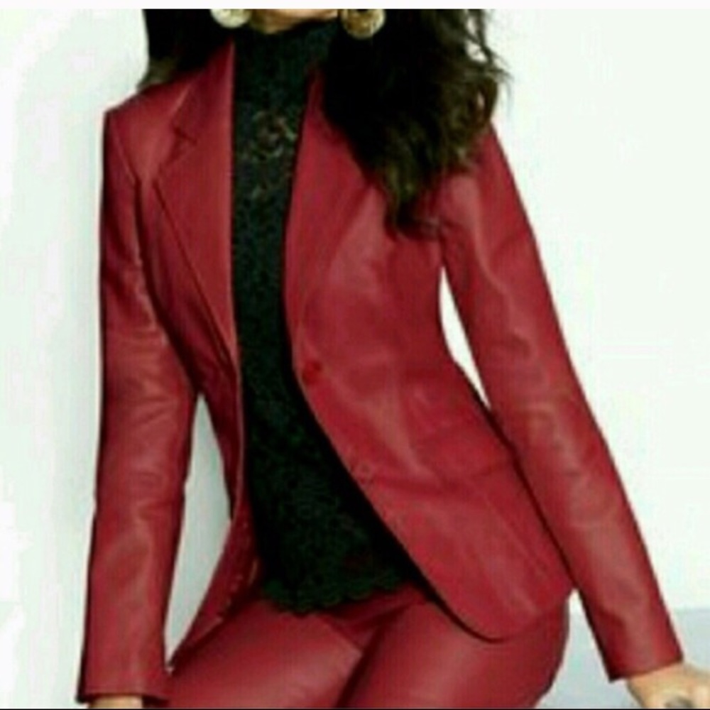 Red leather coat