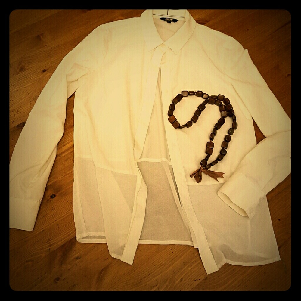 Asus button down off white shirt with sheer bottom