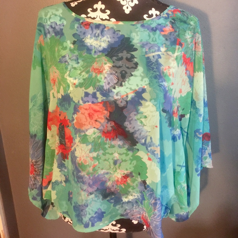 Sheer poncho style dressy shirt
