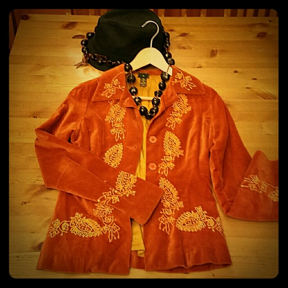 Vintage burnt orange velvet blazer