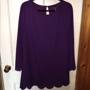 'Peppermint' Purple Shift Scalloped Dress
