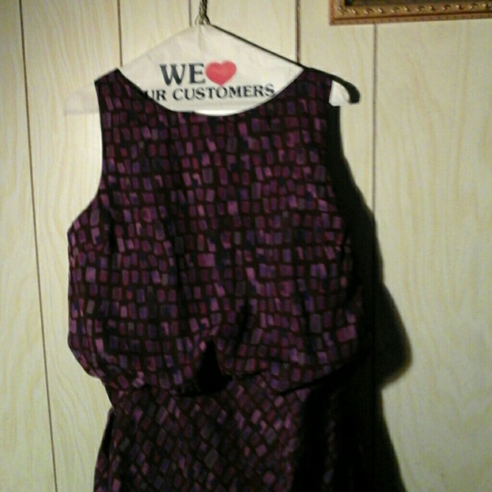 Maxi dress with light/dark purple patterns  sz 14