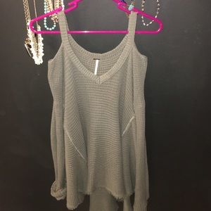Free people cold shoulder moss green sweater