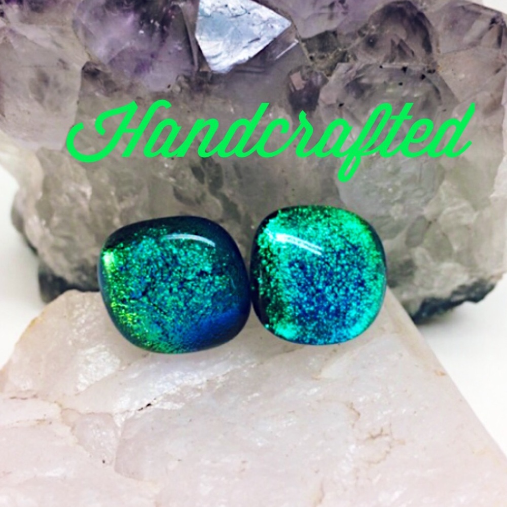 Iridescent Dichroic Glass Earrings