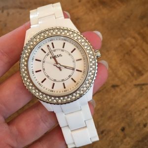 White Ceramic Fossil Watch