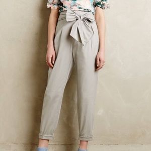 Anthropologie High Waisted Bow Tie Trousers