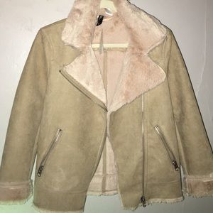 Faux fur suede Moto jacket
