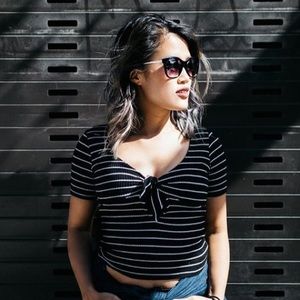 UO stripped T-Shirt with knotted keyhole