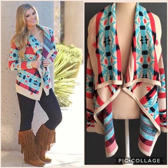 Moon Collection Tops - Navajo Asymmetrical Sweater Cardigan Emily Maynard