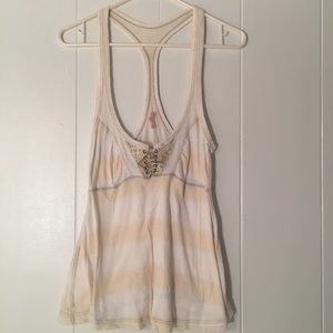 Free People cream razor back tank